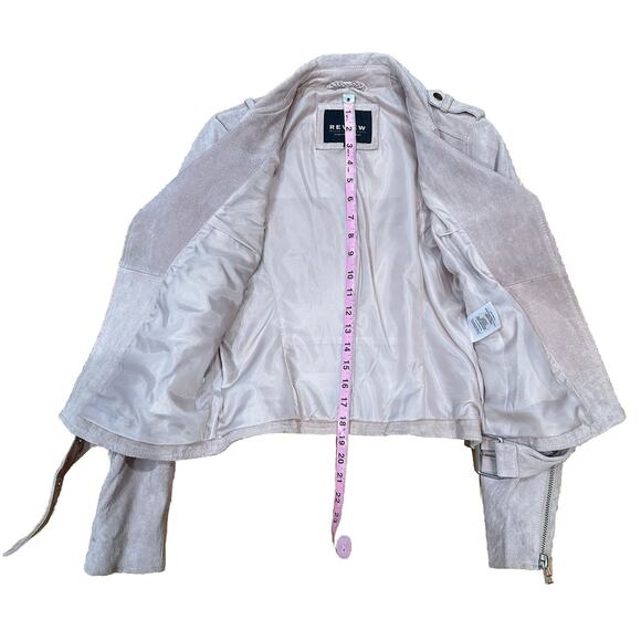 REVIEW Jacket Women’s Small 100% Leather Pink Belted Velour Motorcycle Jacket - Picture 3 of 9